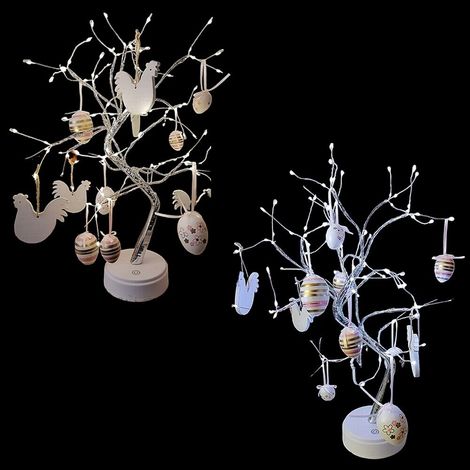 Albero di pasqua con 180 luci led USB addobbi uova gallo decorazioni per casa pub vetrina negozio lume lampada da tavolo - colorigenerali: BIANCO CALDO (1/5)