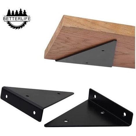 Support d'étagère triangulaire en acier au carbone – Lot de 2 – 8x10 cm – Capacité de charge 40 kg – Pour décoration intérieure moderne (1/5)