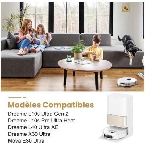Lot de 20 Accessoires pour Dreame L10s Ultra Gen 2 / Mova E30 Ultra / L40 Ultra AE / L10s Pro Ultra Heat, 1 Brosse Principale, 6 Sacs à Poussière, 6 Serpillière, 4 Brosses Latérales, 2 Filtres