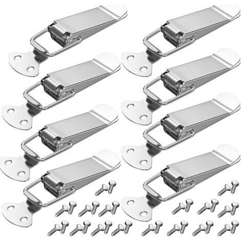 BUNTHAUS 8 Pièces Fermeture à Levier Loquet à Ressort, Loquet à Ressort Bascule 72mm avec 35 vis, Fermoir de tension,capuchon de verrouillage pour boîte à outils, Loquet à Bascule Pour Coffre Outils (1/5)
