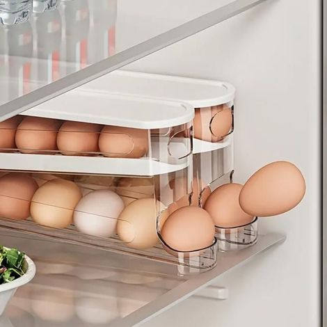 Distributeur D Oeufs - Double Couche - Avec Roulettes - Pour Refrigerateur Et Placard - 30 Unites (1/4)