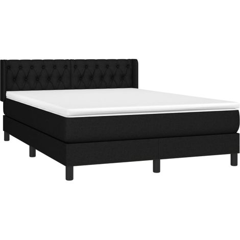 vidaXL Giroletto a Molle con Materasso Nero 140x190 cm in Tessuto (1/5)