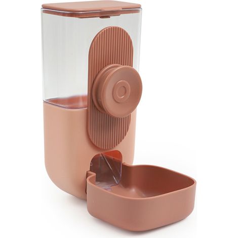 Automatic Rabbit Feeder, Hanging Gravity Feeder for Cages, Large 29-Ox Capacity Food Container for Small Animals, Pink