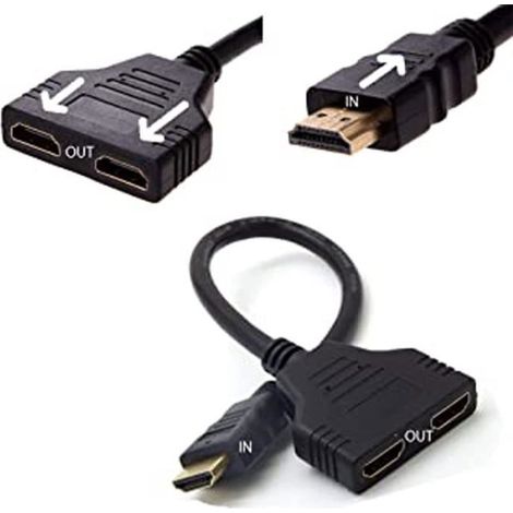 Splitter Hdmi 2 Voies 1 En 2 Sortie. Connectez 2 Moniteurs Ou Téléviseurs. Double Commutateur Hdmi, Câble Répartiteur Hdmi Plaqué O