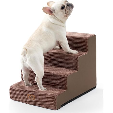 1 Escalier Pour Chien 4 Marches Mousse Haute Densité Antidérapant Pour Lit Canapé Animaux Âgés