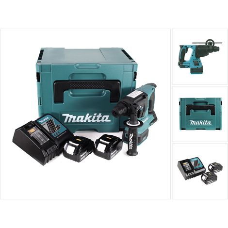 Trapano a percussione a batteria Makita DHR 242 RMJ 18V 2.0J SDS-plus Brushless + 2x batteria 4.0Ah + caricabatterie + Makpac