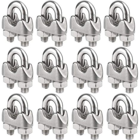 [JAMAIS UTILISÉ] Lot de 12 Serre-câbles étrie en Acier Inoxydable pour Câble Métallique de 4mm Diamètre（M4）, (1/4)