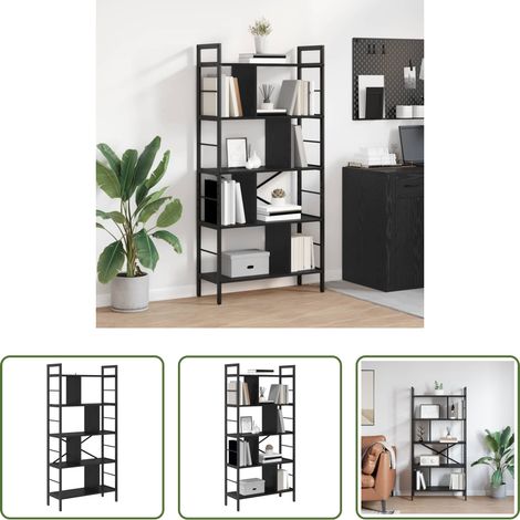 Holzregal - Bücherregal Schwarz Eichen-Optik 75 x 30 x 156 cm Holzwerkstoff (1/5)