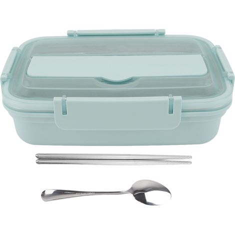 Dreiteilige Lunchbox aus Edelstahl mit Besteck, tragbar fürs Büro, blau (1/5)