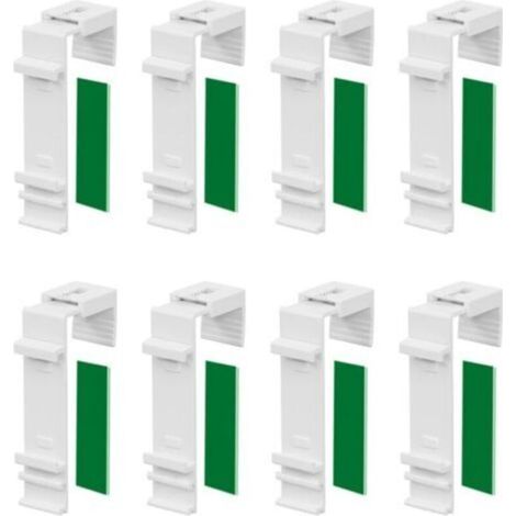 Lot de 8 Supports de Serrage Longs pour Store Double Klemmfix à Fixer et à Coller sans perçage comme Accessoire ou pièce de Rechange pour la Suspension à la fenêtre en PVC, Porte de Balcon
