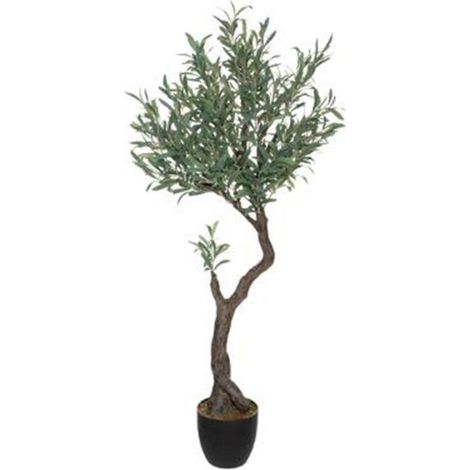 Atmosphera – Plante verte artificielle Olivier 140cm – Pot rond 20cm – Polyéthylène et polyester – Décoration moderne intérieure (1/3)