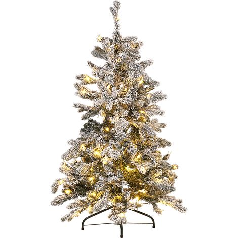 Árbol de Navidad artificial blanco nieve sintética 120 cm ramas con bisagras pre iluminado festividad Tatlow