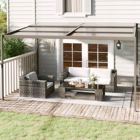 Belvédère avec toit Anthracite 4x3x2,5 m Aluminium et acier (1/4)