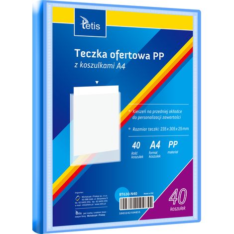 PP-Präsentationsmappe, 40 Fächer, A4, blau (1/2)