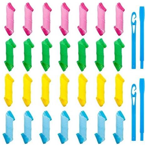 Styling-Set mit Lockenstab ohne Hitze (28-teilig) – Spiralenlocken ohne Hitze, mit 2 Styling-Haken für die meisten Frisuren (verschiedene Farben, 15 cm) (1/5)
