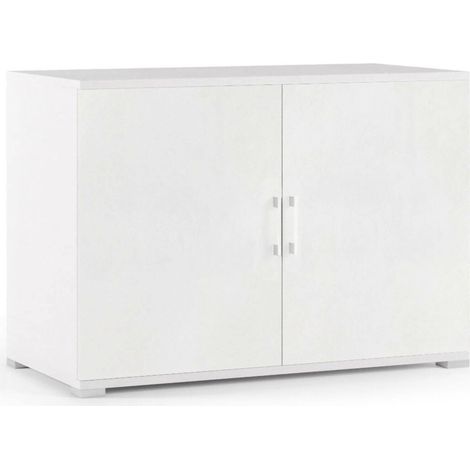 Dmora Mehrzweckschrank Bucaneve, Linearschrank mit 2 Flügeltüren mit Einlegeboden, Eingangsmöbel, Modernes Schuhregal, 100% Made in Italy, Cm 90x45h66, Weiß