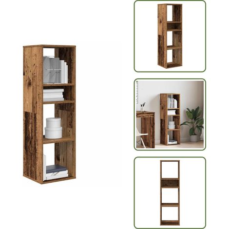 Bücherregal Altholz-Optik 34x31x112 cm Holzwerkstoff - Bücherschrank - Bücherschränke - Lagerschrank - Bücherregal (1/5)