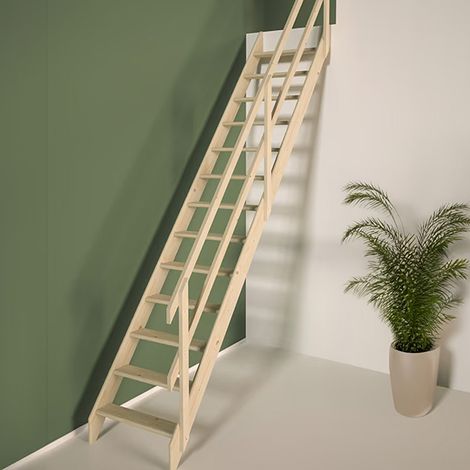 Matisère – Escalier en bois 13 marches – Hauteur 2.80m – Largeur 0.64m – Rampe de sécurité – COTTAGEJI280 — vue 4