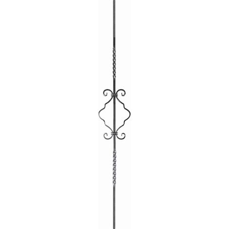Barreau semi torsadé avec motif volutes - Hauteur 900mm Largeur 165mm carré de 12mm - Fer forgé - À souder - DECO FER FORGE (1/2)