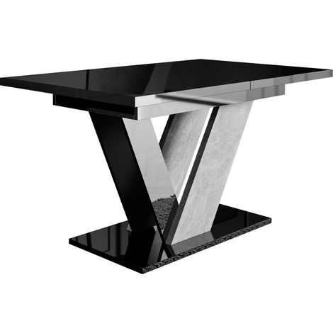 Table Violium, Noir brillant + Béton, 76x80x120cm, Disponible, Stratifié