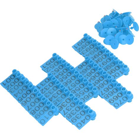 Étiquettes d'oreille numérotées pour bétail - 100 sets pour vaches, porcs, moutons - Identification précise en bleu (1/5)