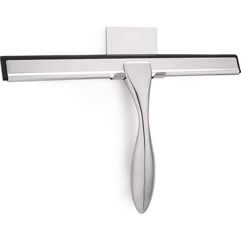 Escobilla limpiacristales de acero inoxidable para baño e inodoro - Raspador ancho + gancho de montaje (1/3)