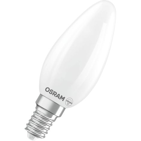 OSRAM Lampe LED  Superstar B40 à filament en forme de bougie, intensité variable, blanc chaud 2 700 K, 3,4 W, E14, dépolie, 470 lm, 15 000 h, pour lustres et appliques murales (1/4)