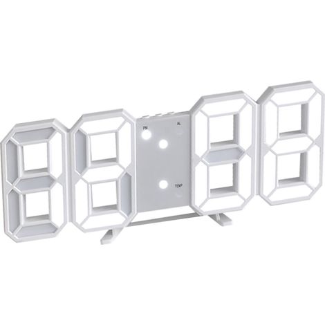 Horloge murale LED 3D minimaliste, réveil mural pour la maison, le salon ou le bureau, police blanche, lettres blanches (1/5)