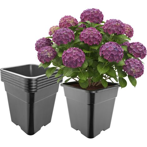 Garronda Pot de Fleur Carré Haut Plastique 33 × H 34 cm (25L) - x5 Godets Semis Pot Culture Profond Drainage Résistants Intempéries pour Plantes Pépinière Jardin Serre Intérieur Extérieur GD-0201