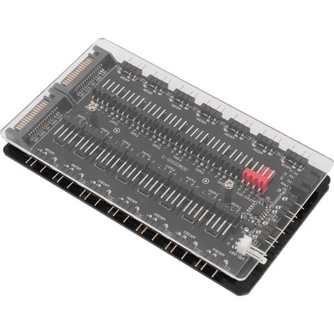 Hub de ventilateurs ARGB PWM 2 en 1 à 16 voies avec interface SATA, alimentation, connecteur magnétique 4 broches PWM et 3 broches ARGB, boîtier en acrylique (1/5)