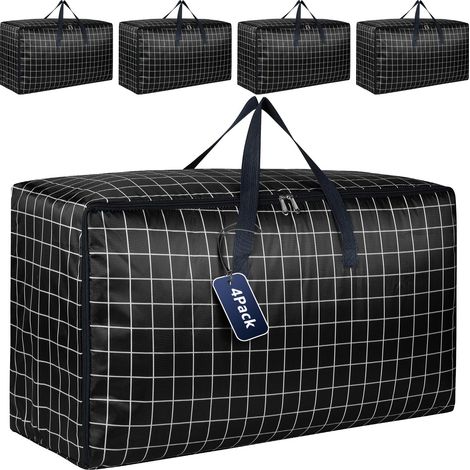 Grand sac de rangement 105 L, pour couettes imperméable, à ranger sous le lit, avec fermeture éclair, pour vêtements, et pliable, vêtements (lot de 4) (1/5)