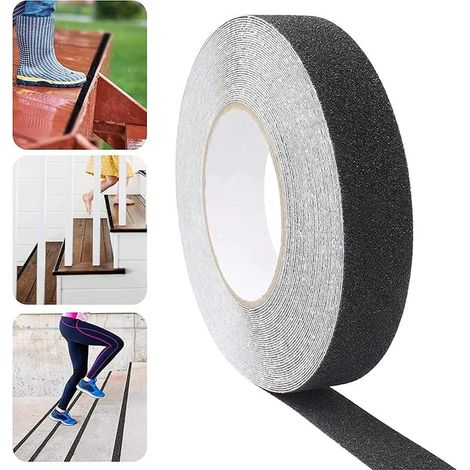 Cinta adhesiva antideslizante, 15M25MM Cinta antideslizante para escaleras, Adopta diseño autoadhesivo, Cinta adhesiva antideslizante de PVC para todo tipo de escaleras y tira adhesiva antideslizante (1/5)