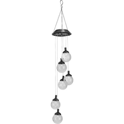 RGB LED campana a vento solare lampada a sospensione giardino esterno crackle lampada a sfera in vetro famiglia internazionale 70229 (1/5)