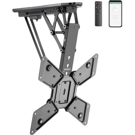 Support TV plafond motorisé 23-55 pouces – Inclinaison 0-75° – Charge max 30 kg – Compatible VESA 100x100 à 400x400 – Télécommande incluse – Speaka Professional (1/6)