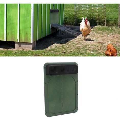 Porte Automatique de Poulailler, Porte de Poulailler Sre  nergie Solaire, Porte Automatique de Poulet avec Capteur de Lumire pour Volaille (Vert) (1/5)