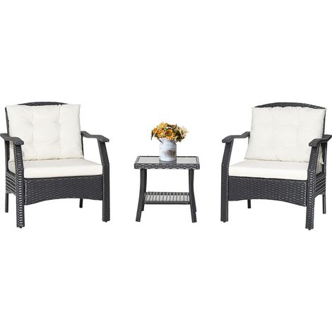 3 PCS Outdoor Furniture Set Modern Patio Bistro Conversation Set (1/5)