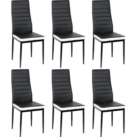 Lot de 6 chaises noirs/bandeau blancs pour salle à manger (1/5)