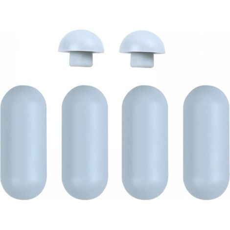 Universal toilet seat bumper, 4 seat pads, 2 lid pads, grey