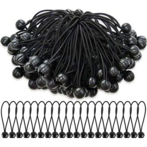 Cordon Élastique Boule - 6 Pouces Réglable 6-12 Pouces - Caoutchouc 3,5 mm - Polypropylène UV Résistant - Pour Bâche Tente Drapeau Camping - Lot de 75 (1/5)