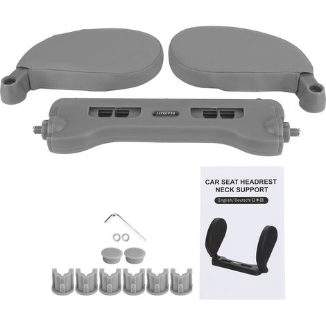 Appui-tête en similicuir PU pour siège auto, oreiller de voyage latéral confortable pour le cou et la tête, soutien pour enfants et seniors, gris (1/5)