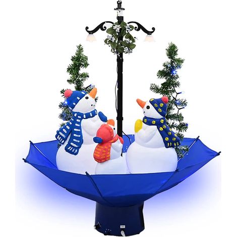 Arbre de Noël Sapin de Noël neigeux avec base de parapluie Bleu 75 cm PVC (1/5)