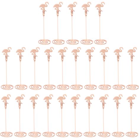 24-teiliger Tischkartenhalter in Flamingo-Optik aus Roségold, robuste, rostfreie Clips, stabiler Tischnummernhalter (1/5)