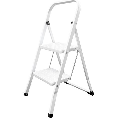 Escalera Domestica Acero 2 Peldaños, Escalerilla Blanca (1/6)