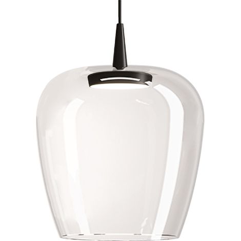 Zafferano Suspension Bilia 230V Led 8W En Verre Borosilicate Soufflé À La Bouche Avec Diffuseur En Forme De Cloche D.27Cm Finition Noir Transparent (1/5)