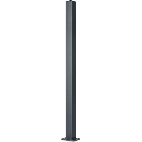 Easycloture – Poteau aluminium pour clôture sur platine – Hauteur 1.86 m – Section 100 x 100 mm – Compatible portail et portillon gris