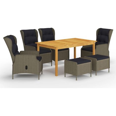 Salon de jardin 7 pcs - Mobilier de jardin - Ensemble de salle à manger de jardin Marron Chic-657203 (1/5)