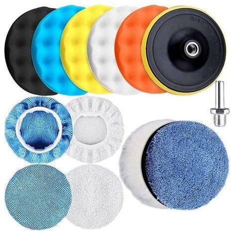 13 Pièces Éponge de Polissage 5"/150mm Tampon de Polissage Laine Polissage avec Adaptateur pour Auto Polissage Voiture 1000 pcs (1/5)