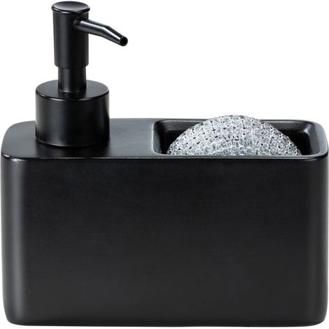 Wenko – Distributeur évier 150 ml – Espace pour éponge – Matériau polyrésine – Dimensions 14,5 x 14,3 x 6 cm – Compatible avec recharges écologiques