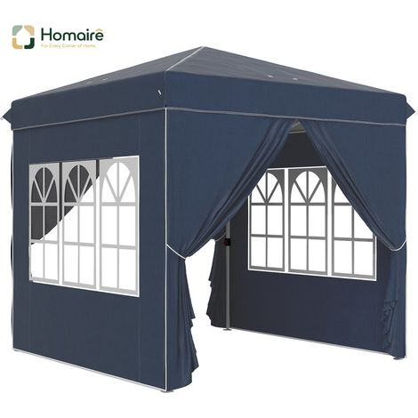 HOMAIRE Pavillon Faltbar 2,5x2,5m Dunkelblau: Wasserabweisend, Stabil, Winterfest, UV Schutz 50+, mit 4 Seitenteilen und Tasche für Camping et Jardin