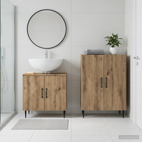 vidaXL 2 Piece Bathroom Cabinet Set HAARLEM Artisan Oak (1/5)